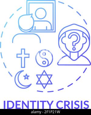 Identity crisis blue gradient concept icon Stock Vector