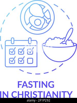 Fasting in Christianity blue gradient concept icon Stock Vector