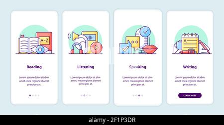 Learning process onboarding app screen pages Stock Vector