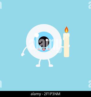 Easter cute eye ball with candle icon. Stock Vector