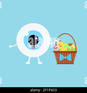 Easter cute eye ball in egg costume icon. Stock Vector