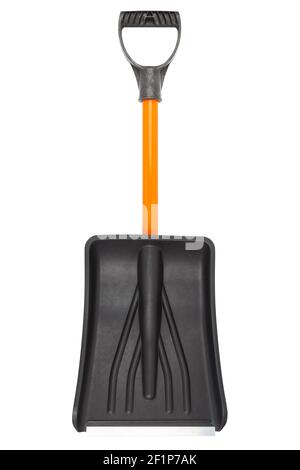 small plastic snow shovel, isolated on white background - front side, Stock Photo