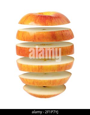 Flying apple on white background Stock Photo