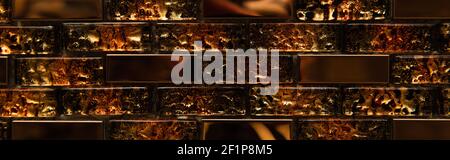 background of rectangular, shiny glass tiles, top view, banner Stock Photo