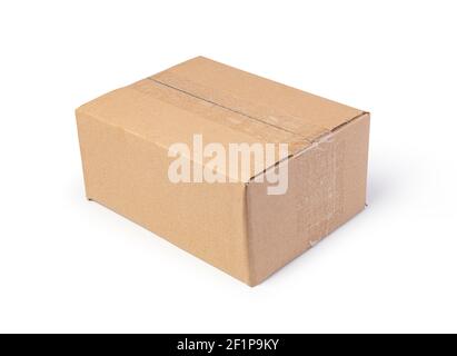 Closed cardboard box on a white background Stock Photo
