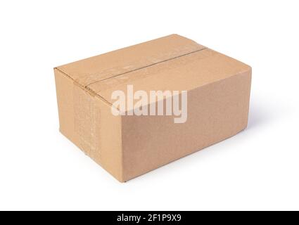 Closed cardboard box on a white background Stock Photo