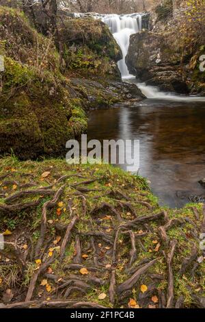 Aira Force waterfalls in autumn, Lake District, Cumbria, England Stock Photo