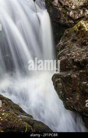 Aira Force waterfalls in autumn, Lake District, Cumbria, England Stock Photo