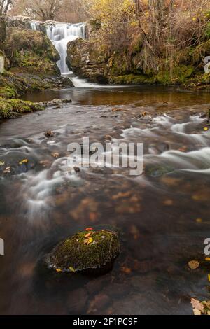 Aira Force waterfalls in autumn, Lake District, Cumbria, England Stock Photo