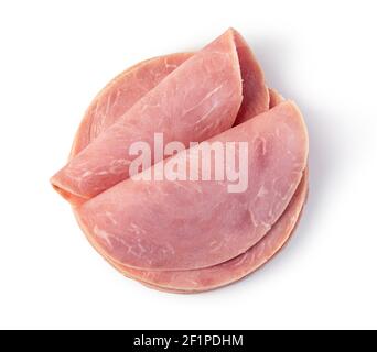 Pork ham slices on white background Stock Photo