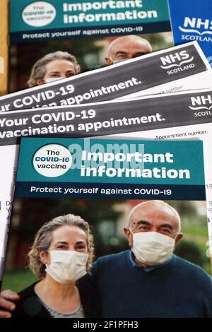Covid 19 vaccination appointment letters and information sent out by NHS Scotland Stock Photo