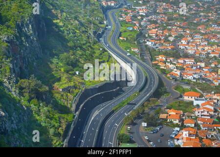 Highway Madeira transport aerial road Stock Photo