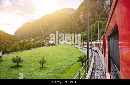 Beautiful view from red train Stock Photo
