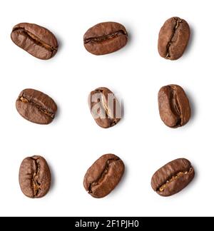 Roasted coffee beans on white background. Stock Photo