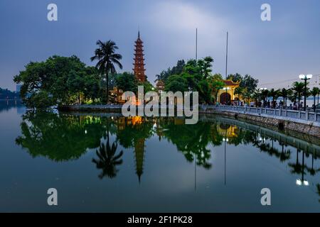 The Tran Quoc Pagode in Hanoi in Vietnam Stock Photo