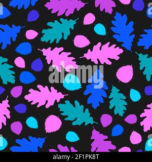 oak color leaves dark seamless texture Stock Vector