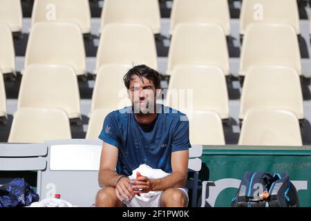 Jeremy Chardy (FRA) at practice on tennis court 2 during the Roland Garros French Tennis Open 2017, preview, on May 25, 2017, at the Roland Garros Stadium in Paris, France - Photo Stephane Allaman / DPPI Stock Photo