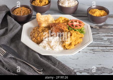 Caruru traditional Afro-Brazilian food typical of Bahia. Stock Photo