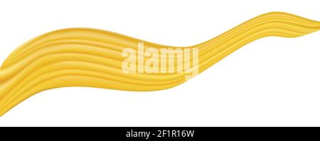 Abstract bright yellow orange curve wave isolated on white background. Hangings, silk drape Stock Vector