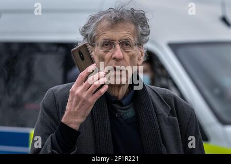 Coronavirus: Piers Corbyn attends an attempted anti-lockdown event of 20-30 protesters on Richmond Green in south east London, UK.