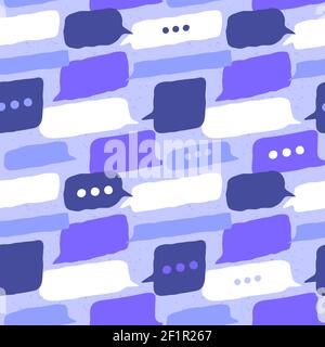 Social speech bubble seamless pattern, modern chat balloon sign background for communication concept, online forum or text message discussion in simpl Stock Vector