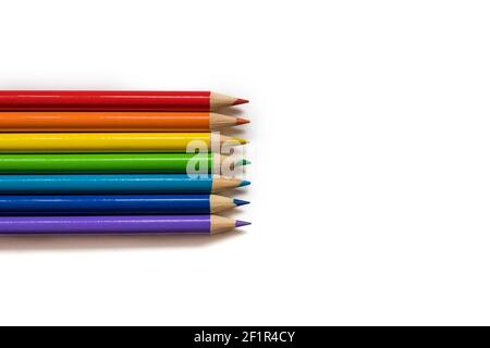 Multi colored pencils isolated on white background Stock Photo