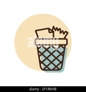 Wastebasket outline icon. Workspace sign. Graph symbol for your web site design, logo, app, UI. Vector illustration, EPS10. Stock Vector