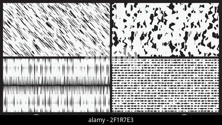 Set of abstract patterns in black and white. Vector backgrounds with different free form shapes. Stock Vector