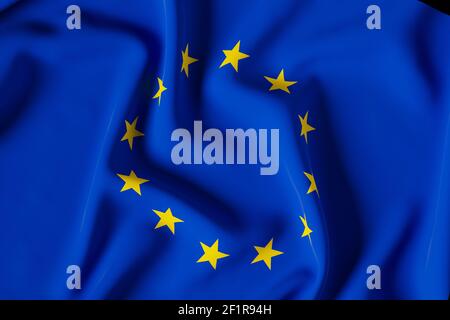 Illustration with the 12 gold stars of the European Union Flag on a ...