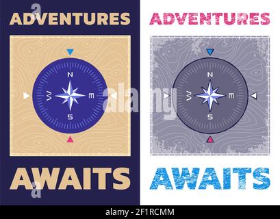 Traveler's Compass - Adventures Awaits Stock Vector