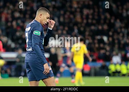 Kylian Mbappe Lottin (PSG) reacted during the French Cup, semifinal football match between Paris Saint-Germain and FC Nantes on April 3, 2019 at Parc des Princes stadium in Paris, France - Photo Stephane Allaman / DPPI Stock Photo