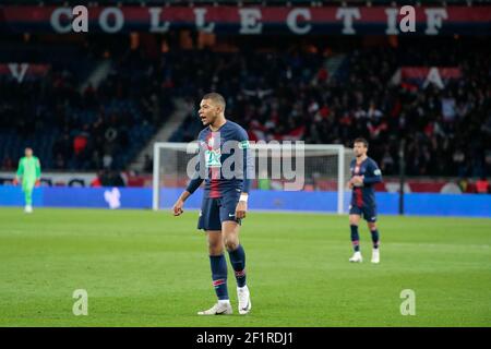 Kylian Mbappe Lottin (PSG) reacted during the French Cup, semifinal football match between Paris Saint-Germain and FC Nantes on April 3, 2019 at Parc des Princes stadium in Paris, France - Photo Stephane Allaman / DPPI Stock Photo