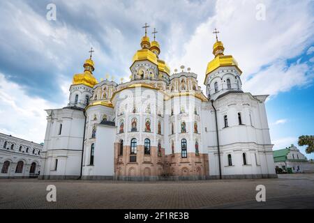 Dormition Cathedral at Pechersk Lavra Monastery Complex - Kiev, Ukraine Stock Photo