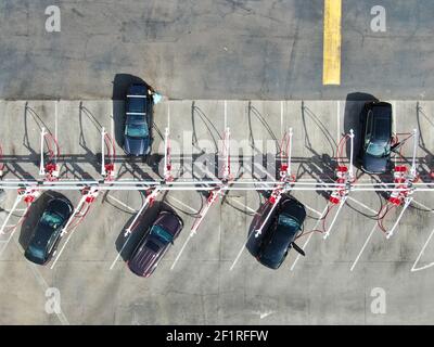 Aerial view of self clean car wash shop Stock Photo