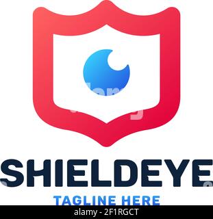 Eye and shield monitoring logo icon. Security, protection, guard, vision, defense, video monitoring symbol. Vector Stock Vector