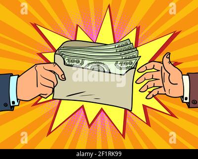 a bribe or a bonus dollars in an envelope Stock Vector