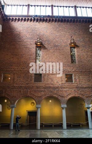 The Blue Room (Blå Hallen) in Stadshuset or Stockholms stadshus (City Hall), Stockholm, Sweden. Stock Photo