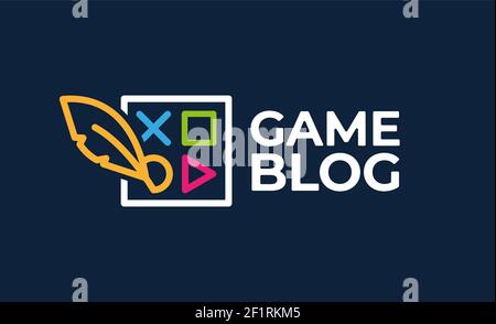 Joystick feather or device controller logo. Game Logo Design, Game Joystick Icon. Stock Vector