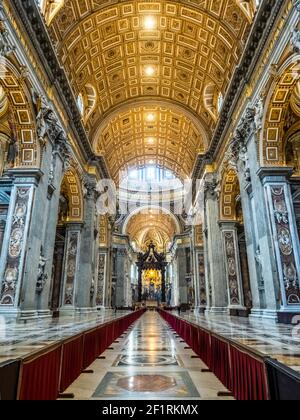 Architectural detail of the central nave of Saint Peter s Basilica in ...