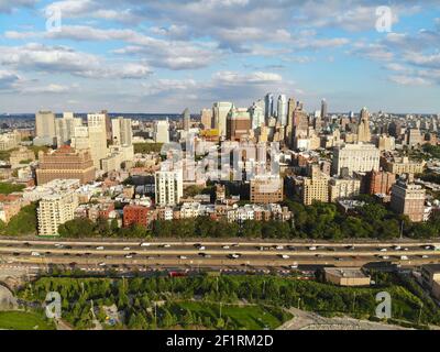 Aerial view of downtown Brooklyn with Traditional building in Brooklyn Heights. New York City. USA Stock Photo