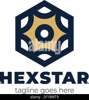 Hexa Star Logo. Vector hexa shape with star inside. Simple mechanic logo concept Stock Vector