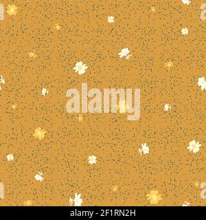 scattered flowes seamless vector pattern on ochre Stock Vector
