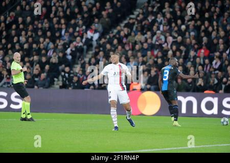 Kylian Mbappe (PSG) reacted, disappointed during the UEFA Champions League, Group A football match between Paris Saint-Germain and Club Brugge on November 6, 2019 at Parc des Princes stadium in Paris, France - Photo Stephane Allaman / DPPI Stock Photo