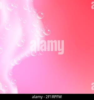 Beautiful light background with Bath pink foam and empty place for your text. Shampoo bubbles texture. Sparkling pink shampoo and bath lather. Vector Stock Vector