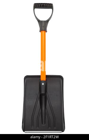small plastic snow shovel, isolated on white background - back side, Stock Photo