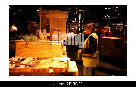 Last minute preparations for tomorows opening of the National Geographic shop on Regents street in Londonphotograph by David Sandison The Independent Stock Photo