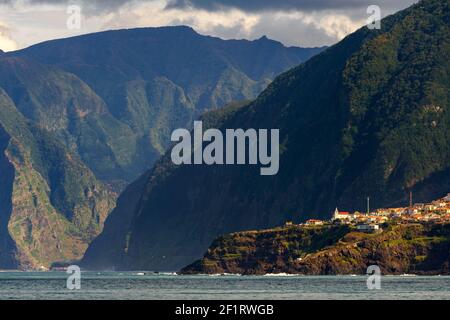 Seixal and SÃ£o Vicente on the middle of the mountain landscape in Madeira Stock Photo