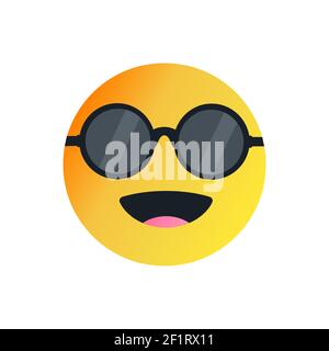 Cool smiling emoji with sunglasses. Stock Vector