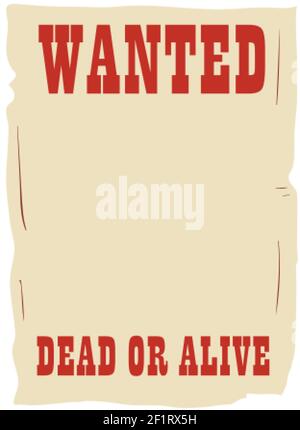 Social story template of wanted dead or alive placard Stock Vector