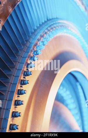 Jet Engine Rotor Disk A rotor disc with blades of a turbojet gas turbine engine, inside view ...